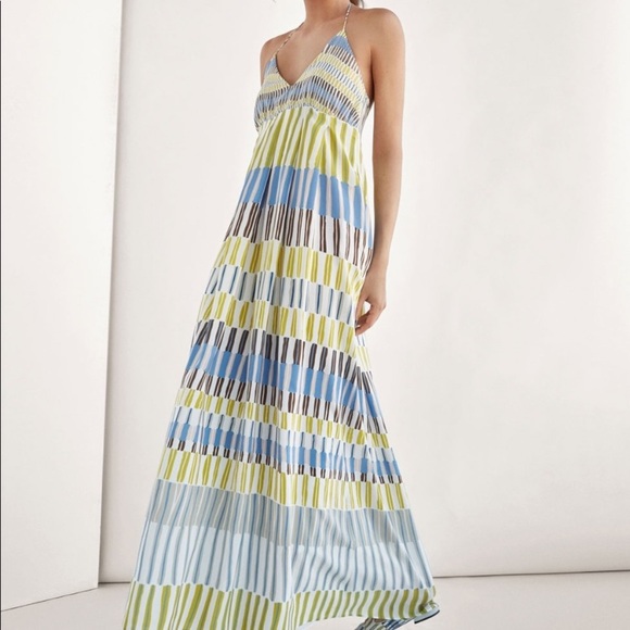 Massimo Dutti | Blue Green Patterned Maxi Dress NWT Size 4 - Picture 1 of 6